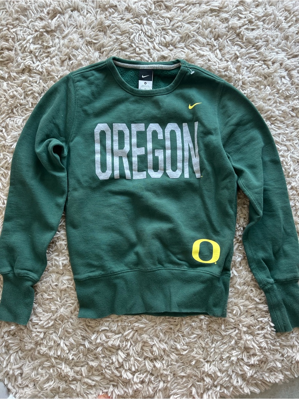 Nike Green Crewneck Sweatshirt with Yellow O and Swoosh